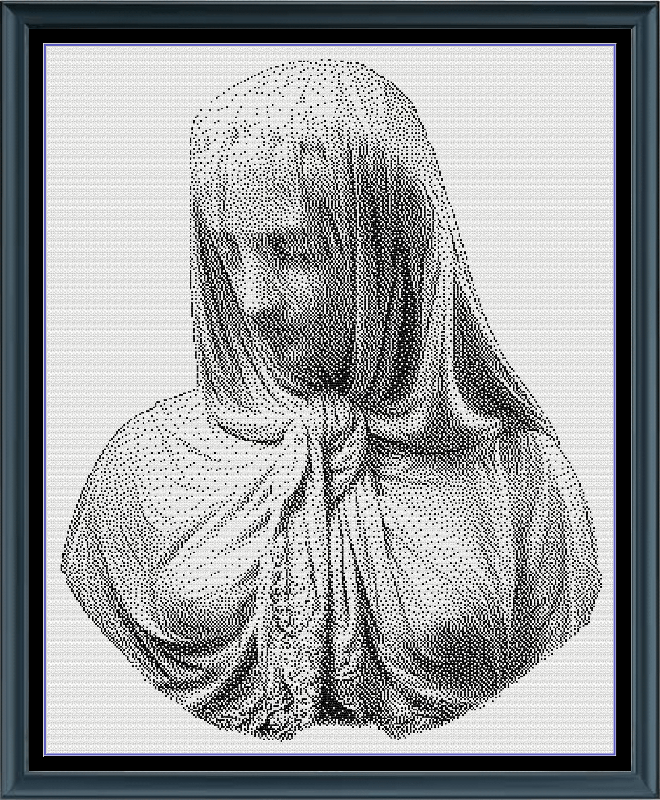 Stitching Jules Design Cross Stitch Pattern Veiled Woman European Statue Monochrome Counted Cross-Stitch Pattern (Digital Download)